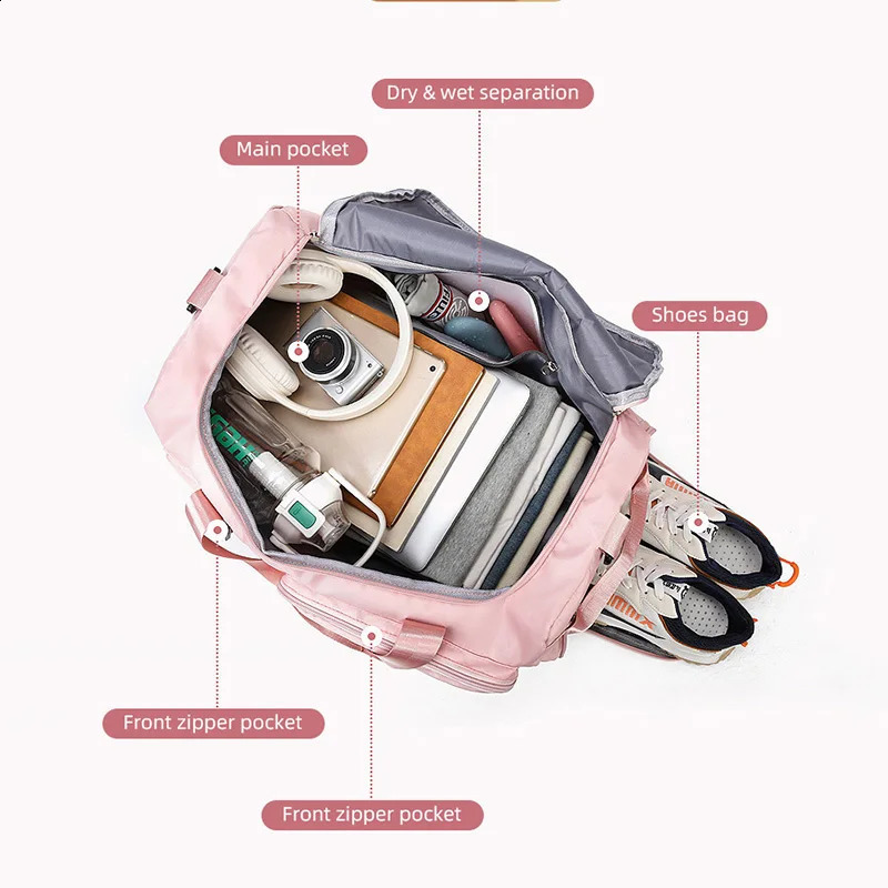 Sports Gym Bag Travel Dry Wet Handbags For Women Female Swimming Shoulder Crossbody Fitness Outdoor Travel Bag Weekender Duffel250403
