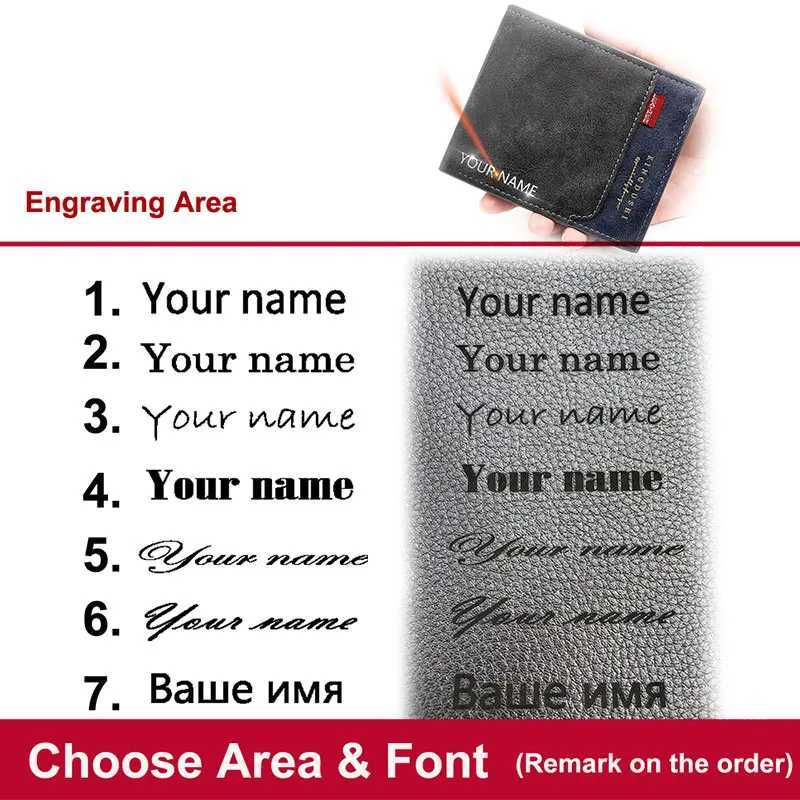 Free name carving new mens short wallet high-quality classic card clip simple mens wallet zipper coin pocket mens wallet Z250411