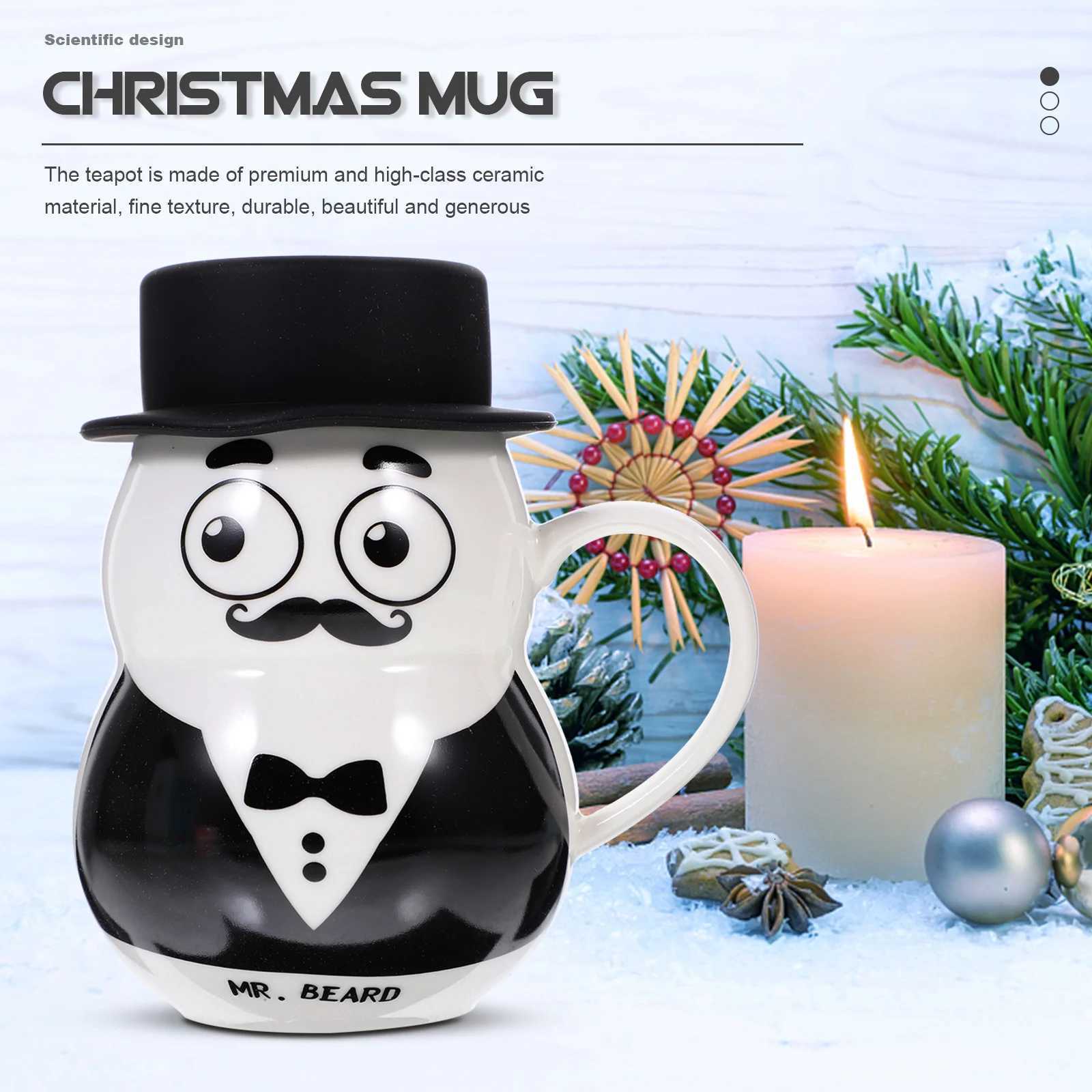 Christmas Christmas Snowman Ceramic Mug Creative Cartoon Design Heat Cold Resistance Smooth Easy to Hold Ideal for Coffee Tea Hot Y251112
