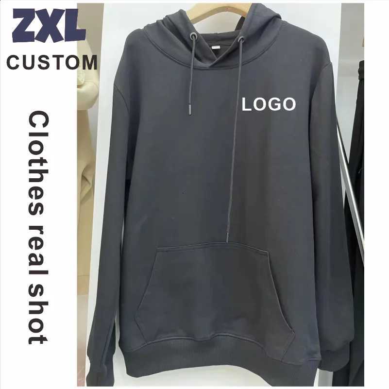 POD customization ZXL New Retro 100 Cotton Hooded Sweatshirt Loose Sports Hoodie Tops Mens and Womens Streetwear Custom Print EmbroideryT251112