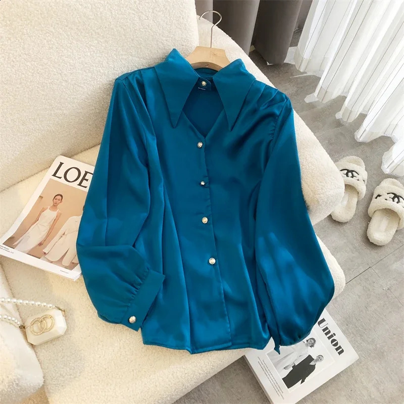 Spring shirt Elegant OL Chic Turn-down Collar Long Sleeve tops Womens Top Blouse women shirts and blouses Female Clothing 250411
