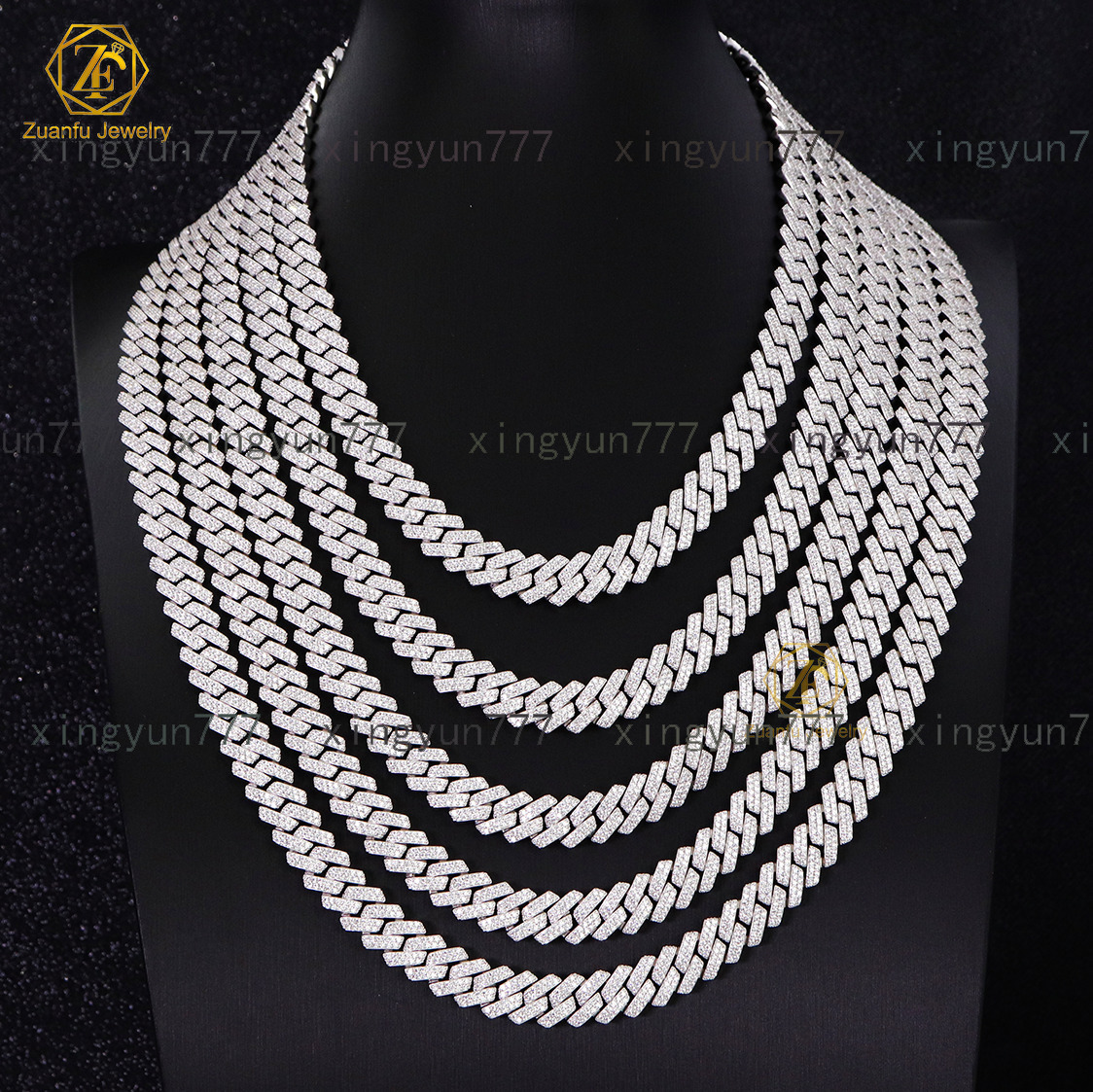High Quality Hip Hop Jewelry 8mm 10mm 12mm 925 Silver VVS Moissanite Diamond Iced Out Cuban Link Chain Bracelet Necklace for Men
