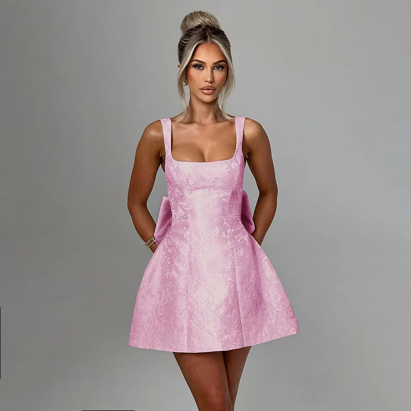 Avrilyan bow spaghetti strap backless sexy A-line dress womens strapless party dress elegant Bodycon mini summer dress Vestitos 250408