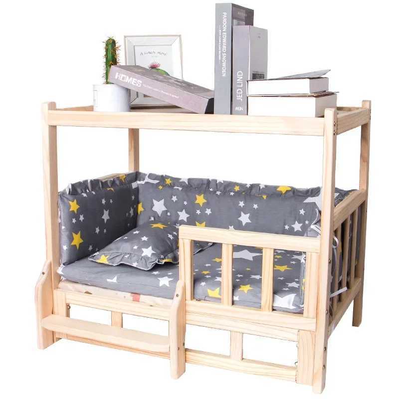 Double layered solid wood bed with upper and lower layers specially designed for all seasons in summer X250412