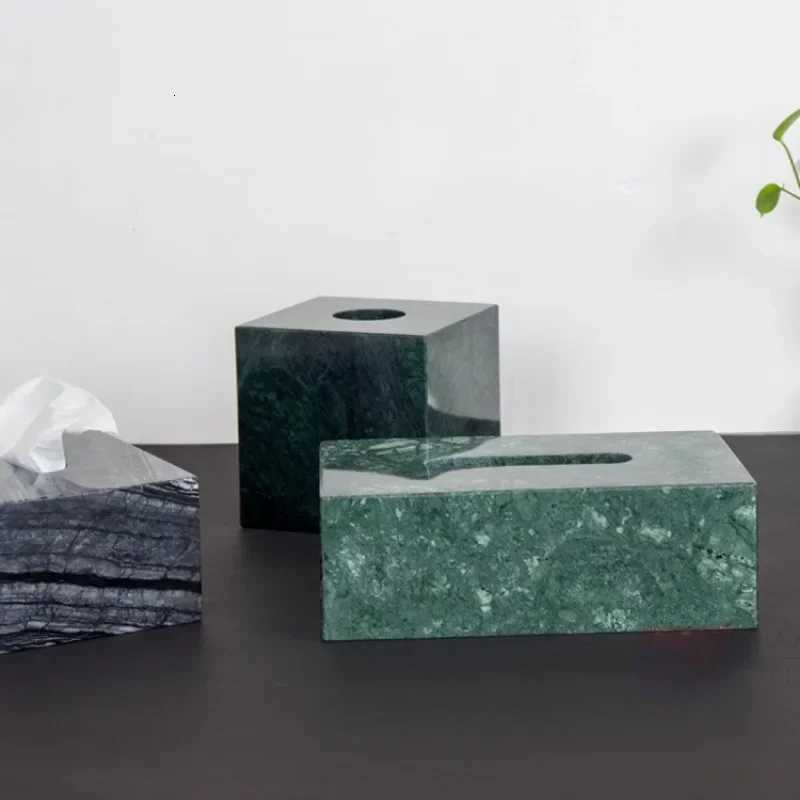 Nordic Modern Natural Marble Tissue Box Black Rectangar Light Luxury Paper Box He Hotel Model Ro Creativity Crafts Y251112