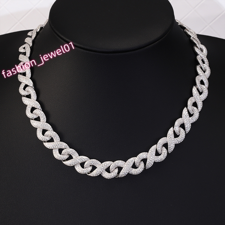 In Stock Hip Hop Jewelry Iced Out VVS Moissanite Cuban Link Chain Bracelet 13mm 925 Sterling Sliver Infinity Cuban Link Necklace