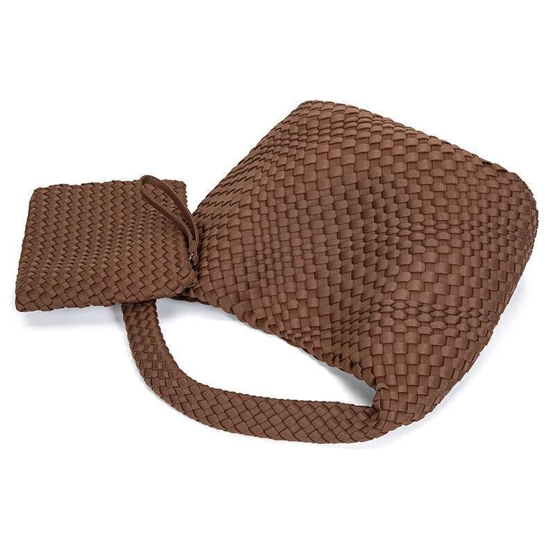 Women Casual Totes Diving Material Waterproof Ladies Soft Large Shoulder Bags Versatile Weaving Handbags Female Composite Bag