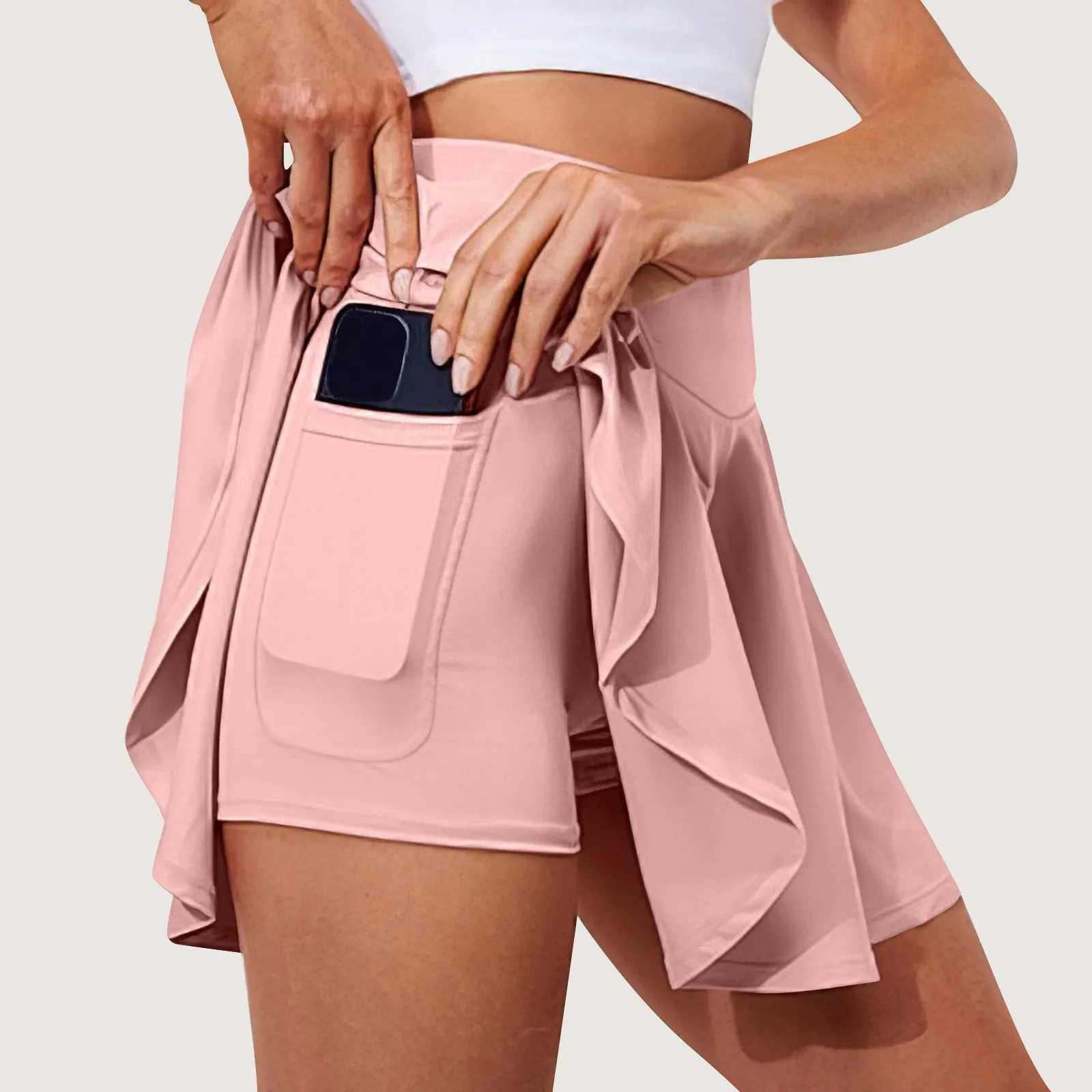 Womens stretch yoga leather printed sports shorts lightweight high waisted sports with pockets womens simple sports leather Y250412