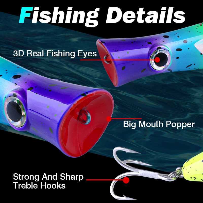 FJORD Popper Fishing Lure 49g Topwater Floating Surface Bait With Treble Hooks Big Mouth Saltwater Sea Hard Baits Fishing Goods Z250411