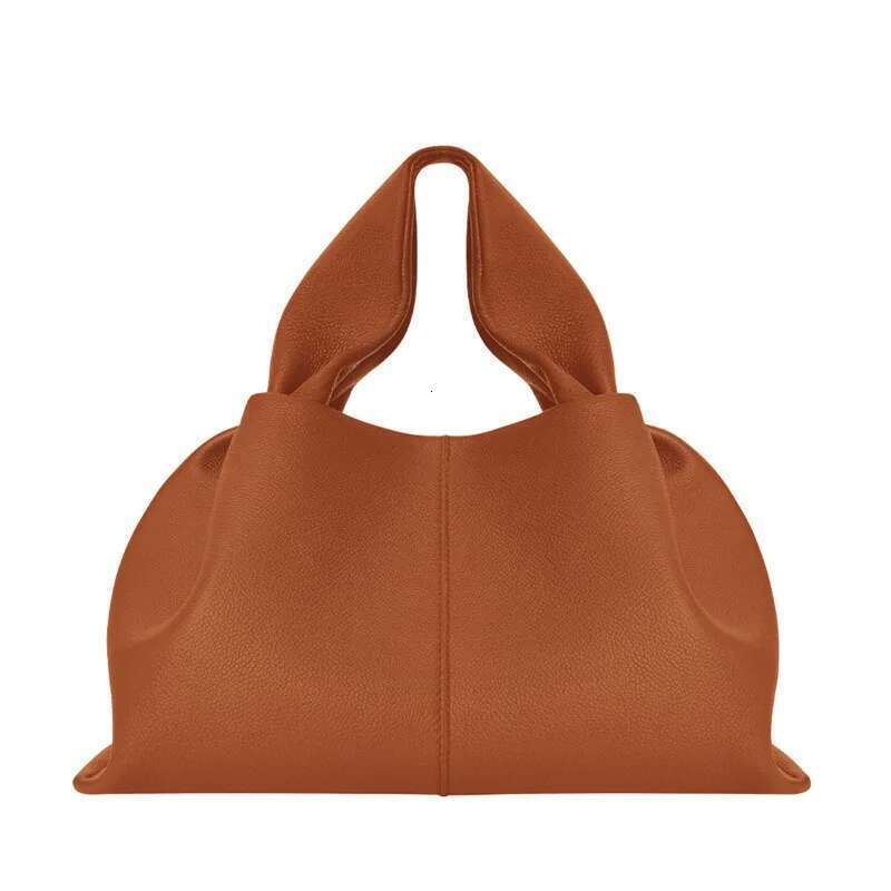 French Niche Designer Commuting Hand-Held Dumpg Bag, Simple And Large Capacity Leather Shoulder Bag For Work