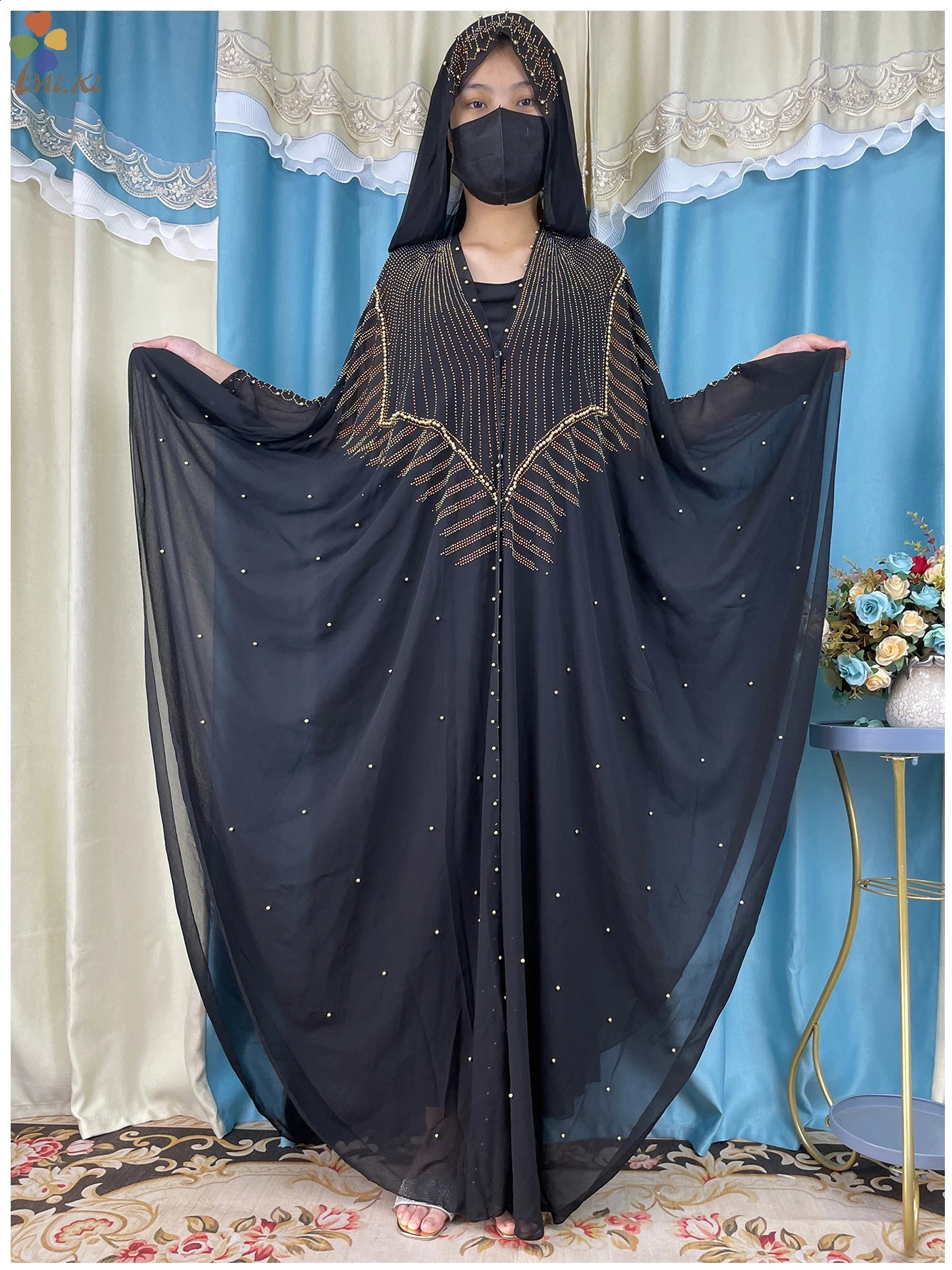 Open Muslim fashion clothing diamond y cardigan plus size African Abaya womens Robe Boubou Islamic 250411