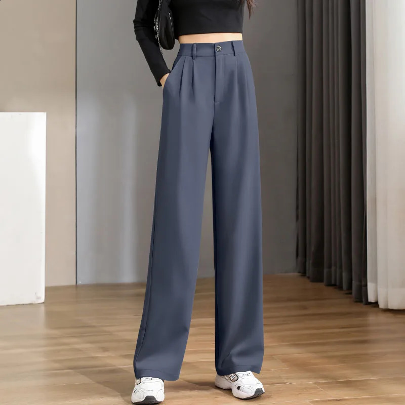 Womens Spring/Summer High Waist Weight Loss Straight Leg Wide Leg Pants Fashion Casual Pendant Floor Trouser 250408