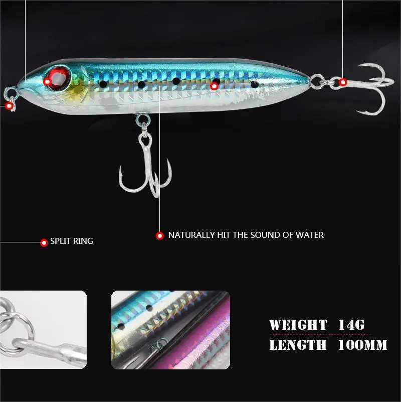 Pencil Fishing Bait Bionic Hard Bait 9.6cm12.2g Water Surface Bait Warped Perch Water Surface Floating lure pesca Z250411