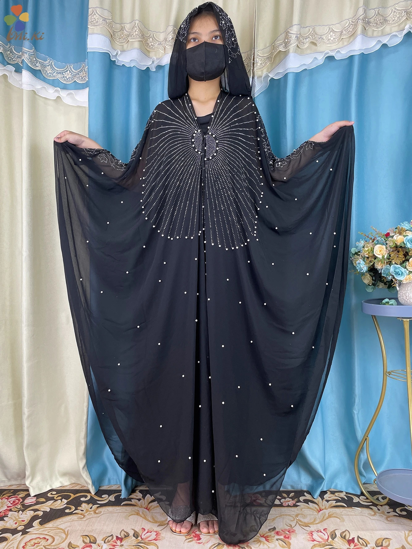 Open Muslim fashion clothing diamond y cardigan plus size African Abaya womens Robe Boubou Islamic 250411