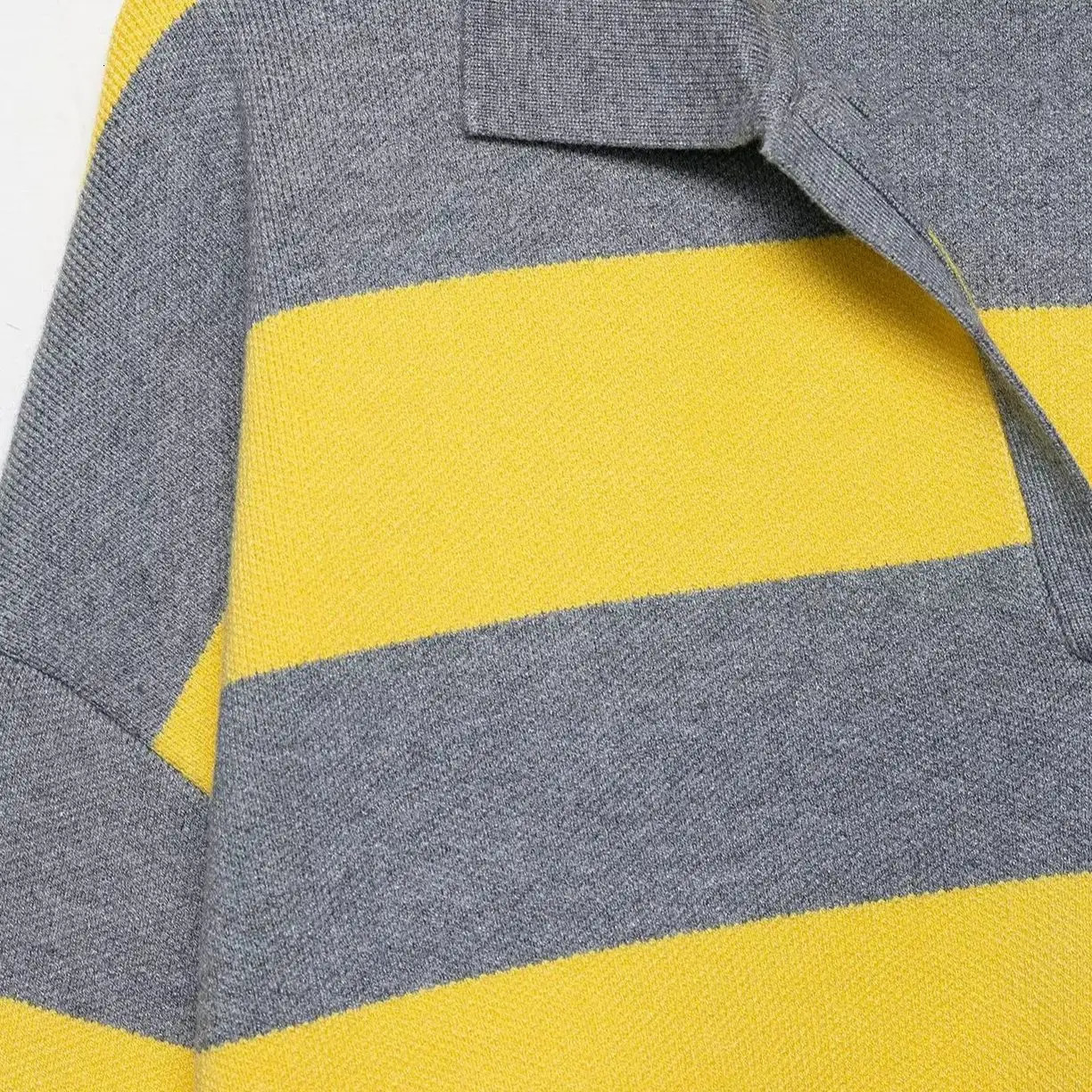 Autumn Womens Clothing Fashionable Trendy Striped POLO Collar Sweater Casual Long Sleeve Female Elegant Knitwear 251112