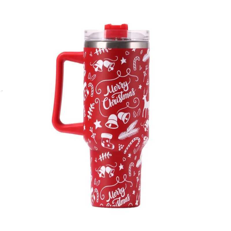 Christmas 5D Creative 40oz Christmas Car Cup 304 Stainless Steel Straw Insulated Ice Cup Wholesale Y251112