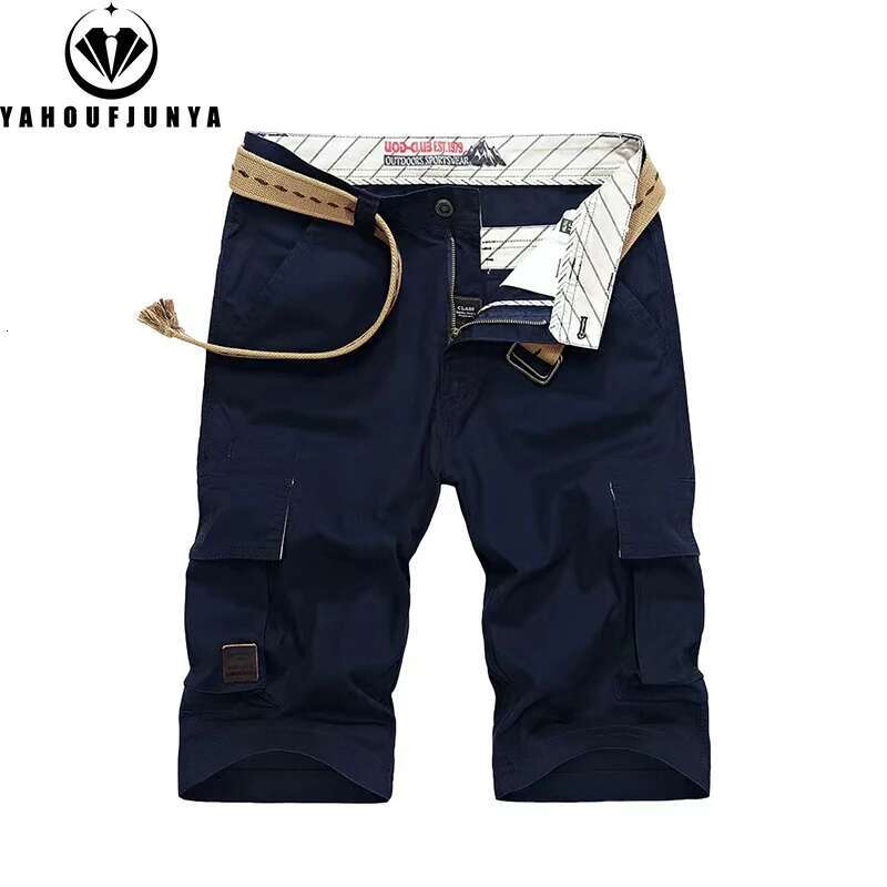 Hots 2025 Summer Solid Color Cotton Cargo Straight Men Outdoor Leisure Button High-Quality Design Shorts Male Pants