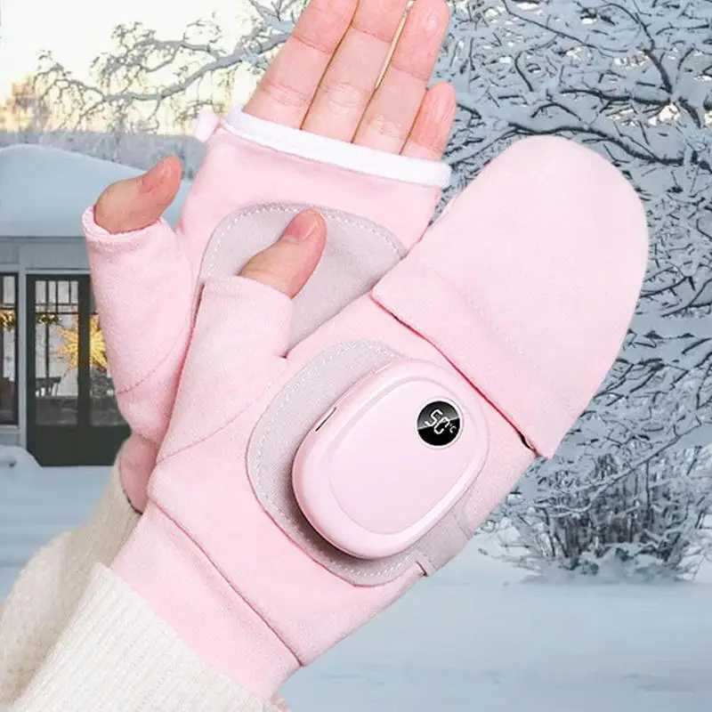 Heated Gloves For Men Women USB Fingerless Winter Heated Gloves USB Hand Warmer Gloves For Typing Cycling Skiing With 3C250412