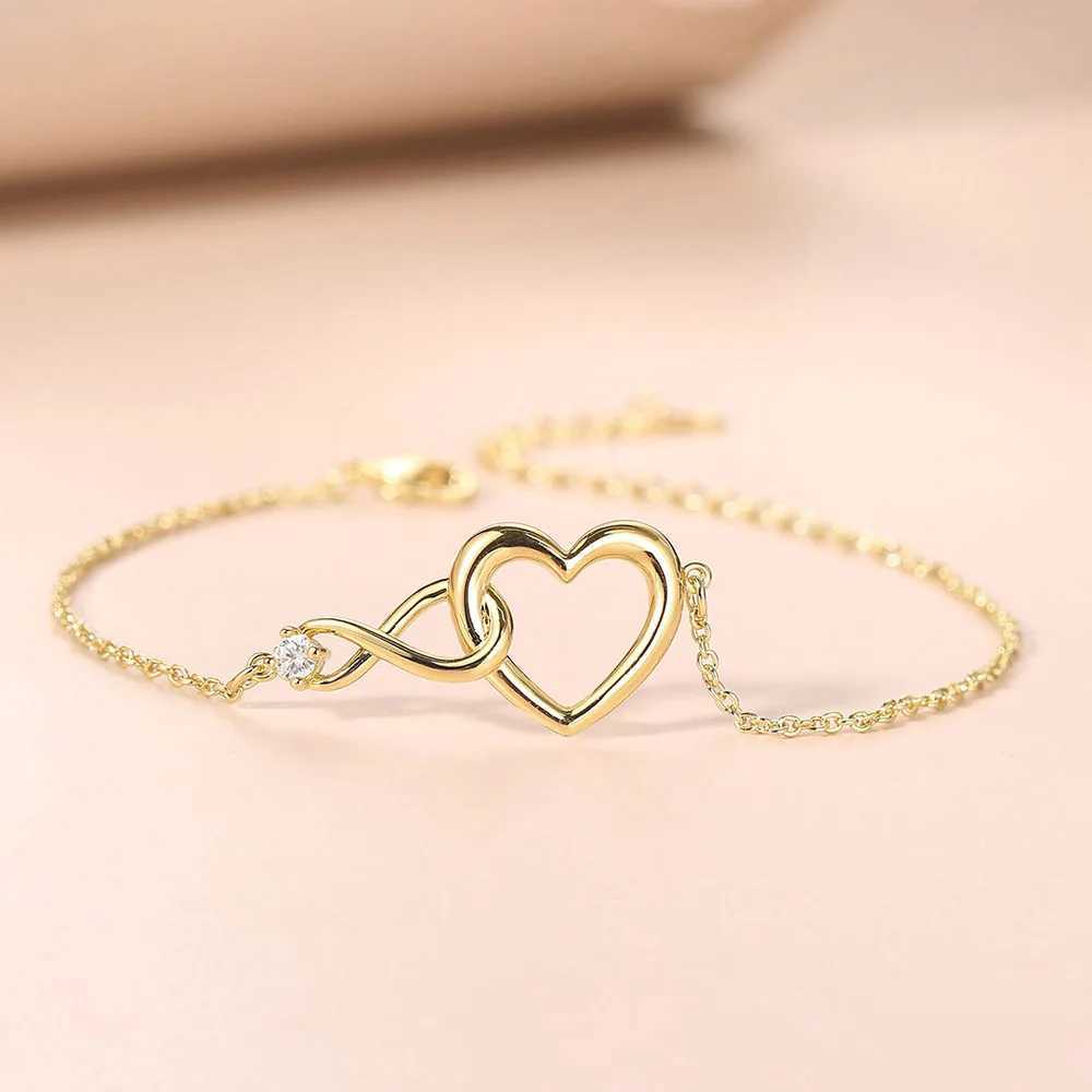 Heart Bracelet for Women Crystal Infinite Love Aesthetic Korean Gold Color Chain Bangles Wedding Accessories Bride Jewelry H058C250411
