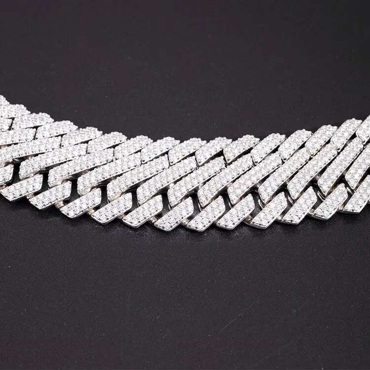 RTS Fashion Jewelry Cuban Bracelet Wide 26mm Sterling Silver 925 with Vvvs d Color Moissanite Cuban Chain Bracelet for Men