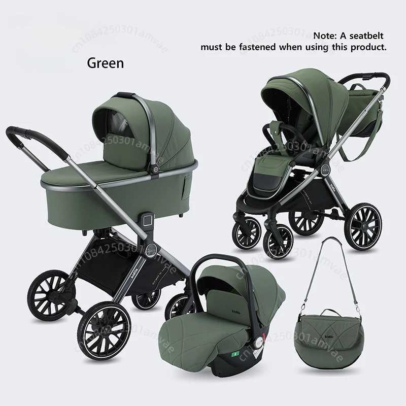 Three in one baby stroller with car seat two-way baby stroller lightweight high visibility foldable four wheeled baby stroller for newborns W250411