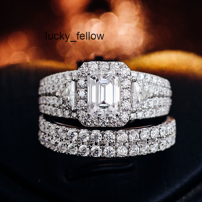 Moissanite Diamond Women Luxury Wedding Rings for Bridals Engagement Ring Fine Jewelry in White Gold Plated 925 Sterling Silver