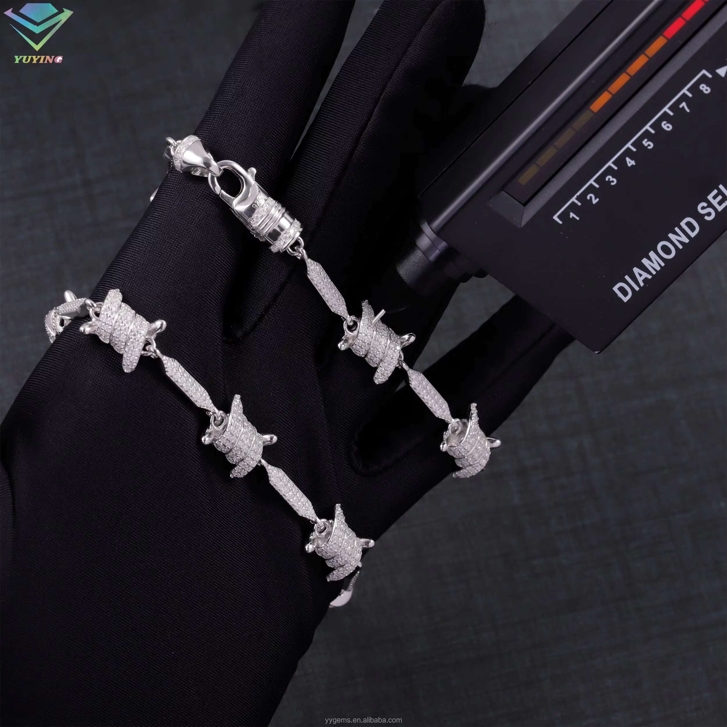 New Arrival Fashion Men Design S925 Silver 18k Gold Plated VVS Moissanite Diamond Cuban Link Bracelet with GRA Certificate