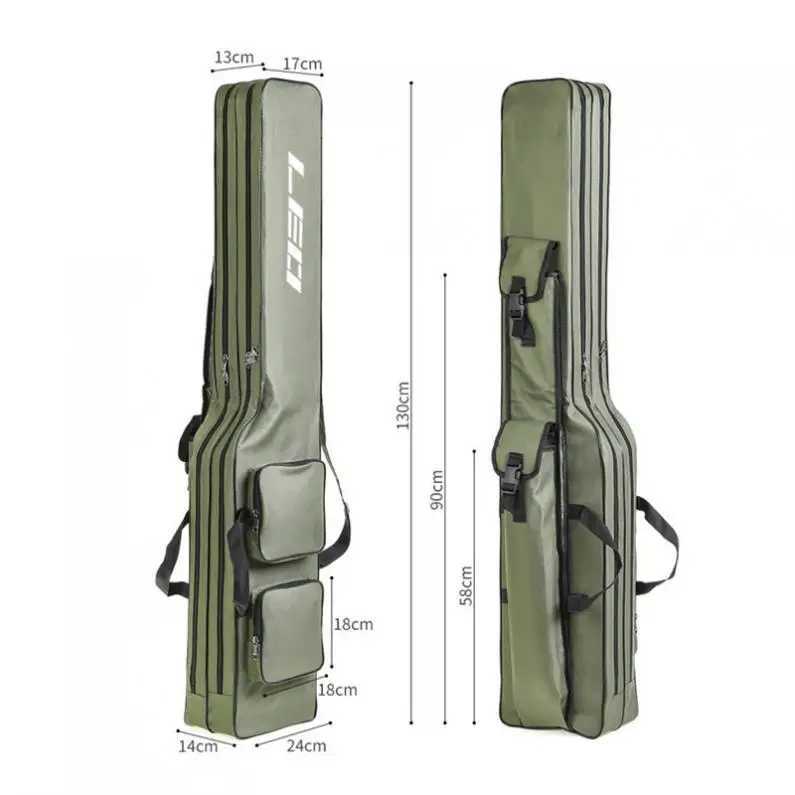 1.3m Double Layer Large Capacity Collapsible Carp Fishing Rod Bags Multi Pocket Sea Fishing Tackle Foldable Package Z250411