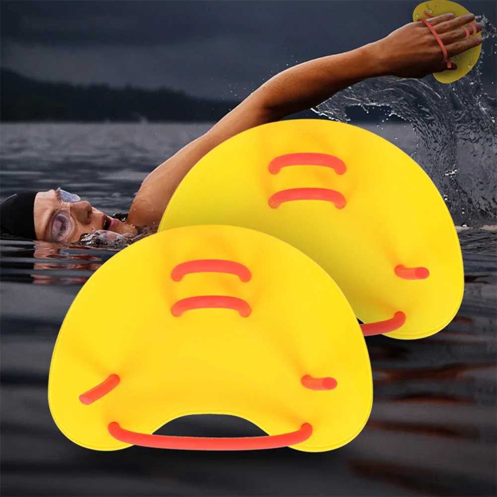 Swimming Paddle Adjustable Adult Swimming Pool Sports Professional Training Finger Hand Mesh Glove Paddle EquipmentY250412
