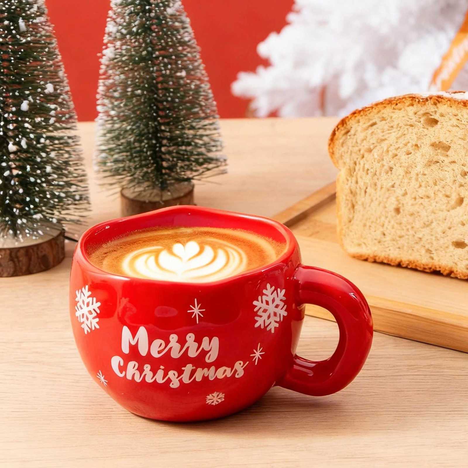 Christmas 1pc 230ml/78oz red Christmas ceramic coffee cup hand held textured ceramic cupcan be used as a Christmas for family friends Y251112
