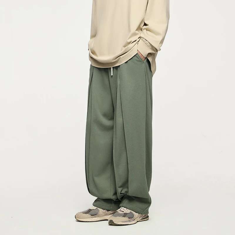 Casual Solid Sweatpants Unisex Oversized Wide Leg Streetwear Loose Straight Pants Mens Trousers