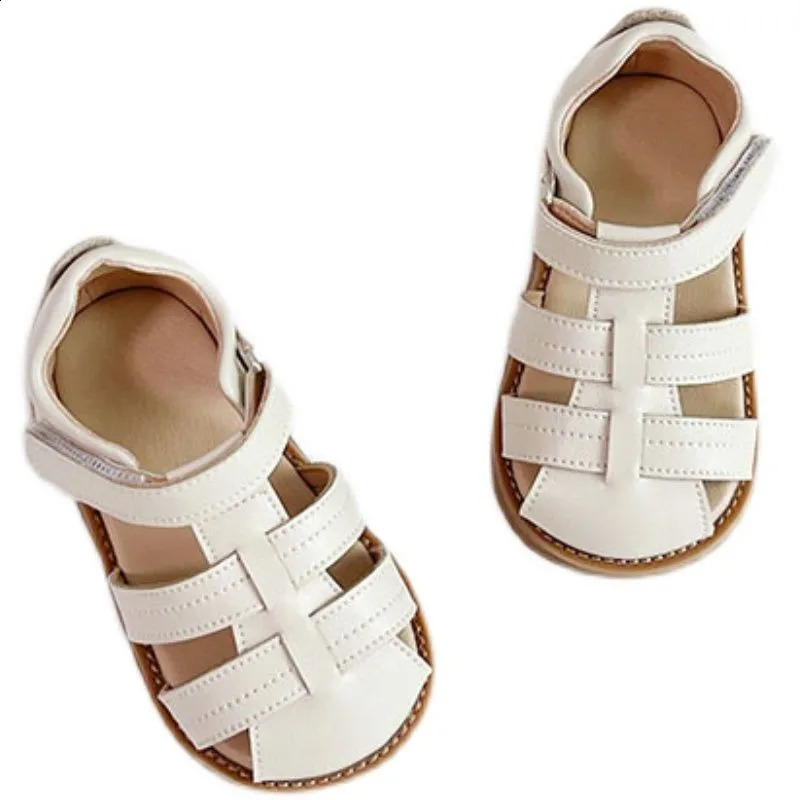 Unishuni Toddler Girls Cute Lightweight Closed Toe Ankle Strap Sandal Children Soft Sole Non-slid Sandal with Hook Loop Fastener 250411