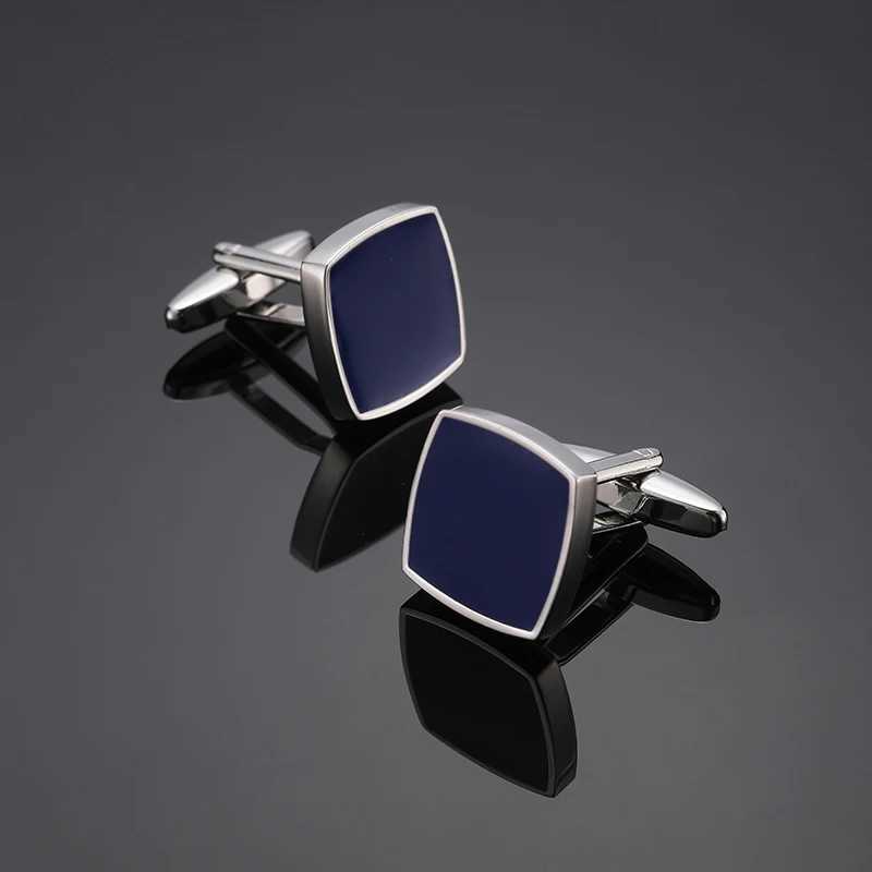 Copper square blue enamel cufflinks fashionable mens French shirts cufflinks wedding clothing accessories wholesaleT250412