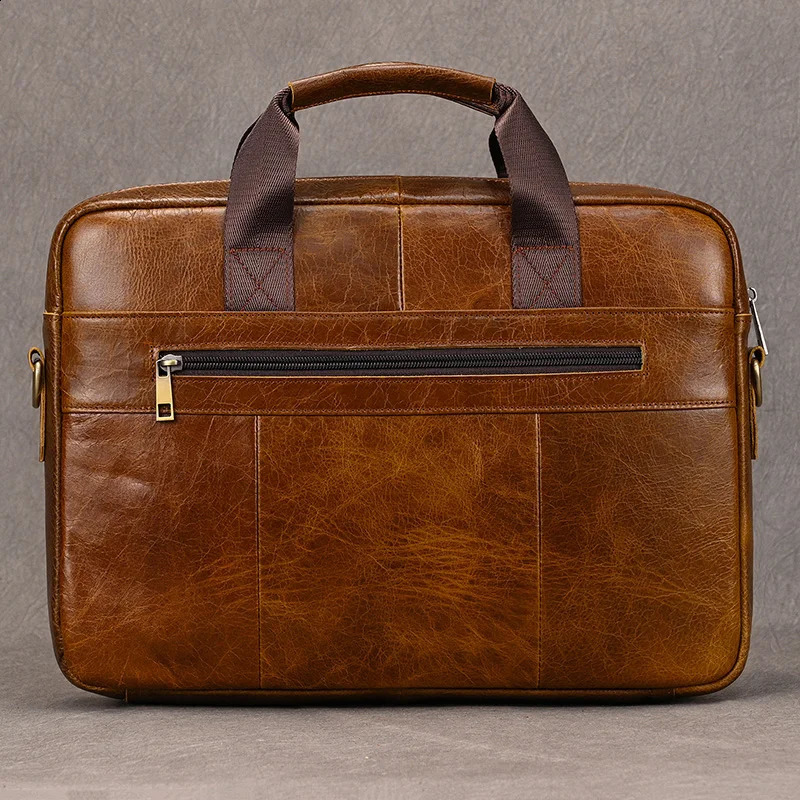 Luufan Genuine Leather Mens Business Handbag 15 Laptop Briefcase Bag Male A4 Document Shoulder Message Computer Bag Work Tote 250407
