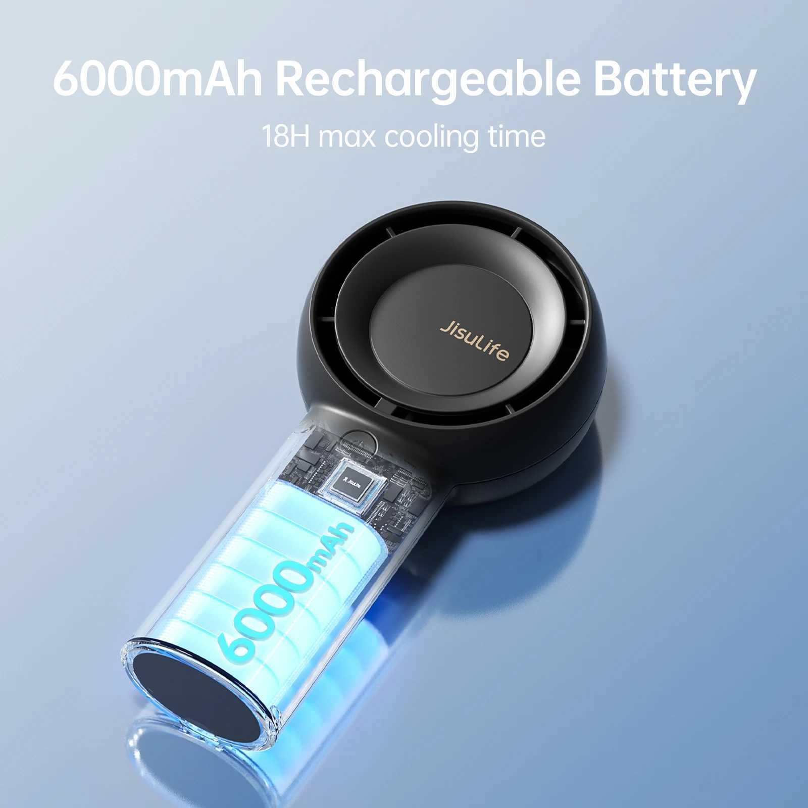 JISULIFE portable handheld turbofan 4000/6000mAh rechargeable battery 5-speed compact fan suitable for travel/home/office use X250412