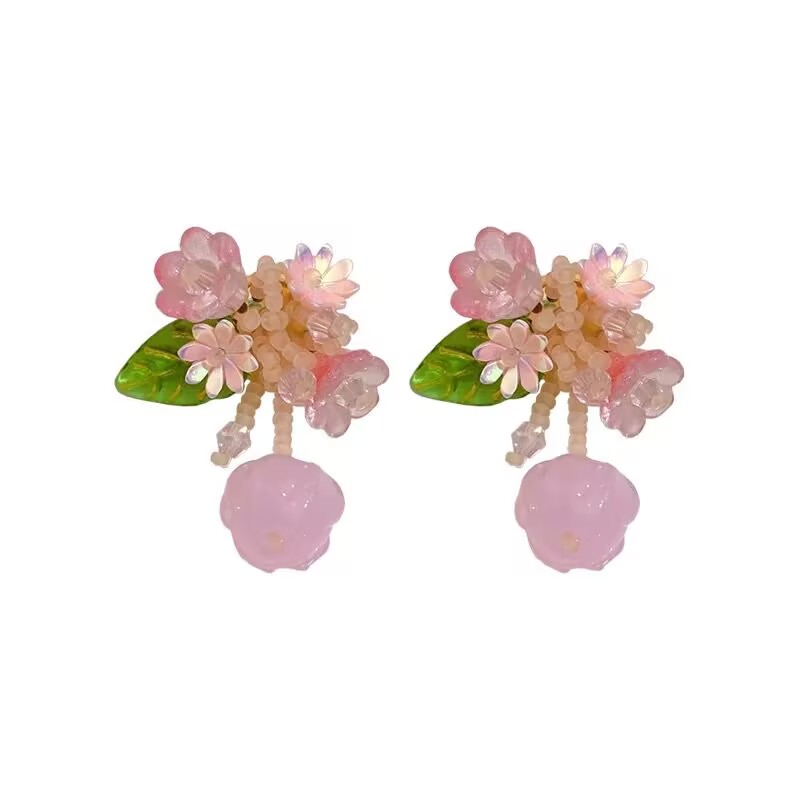 Ladies' earrings with colorful flowers
