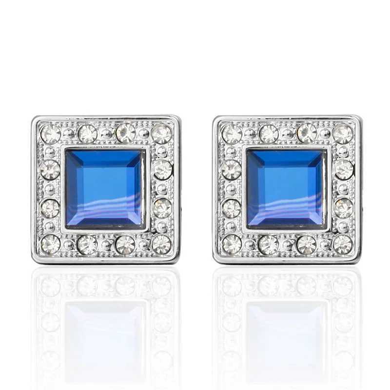 High quality cufflinks classic fashion blue crystal crown ball design material mens cufflinks wholesale and retailT250412