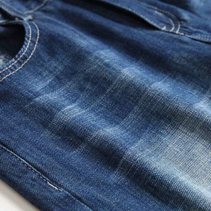 Ripped Knee Length Men's Straight Shorts Mens Fashion Summer Denim Short Pants Bermuda Cotton Casual Jeans Plus Size