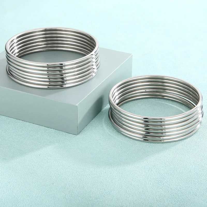 Simple Stainless Steel Bracelet For Women Men Gold Silver Color Geometry Wire Round Bangle Female Trendy Jewelry Wristband GiftsC250411