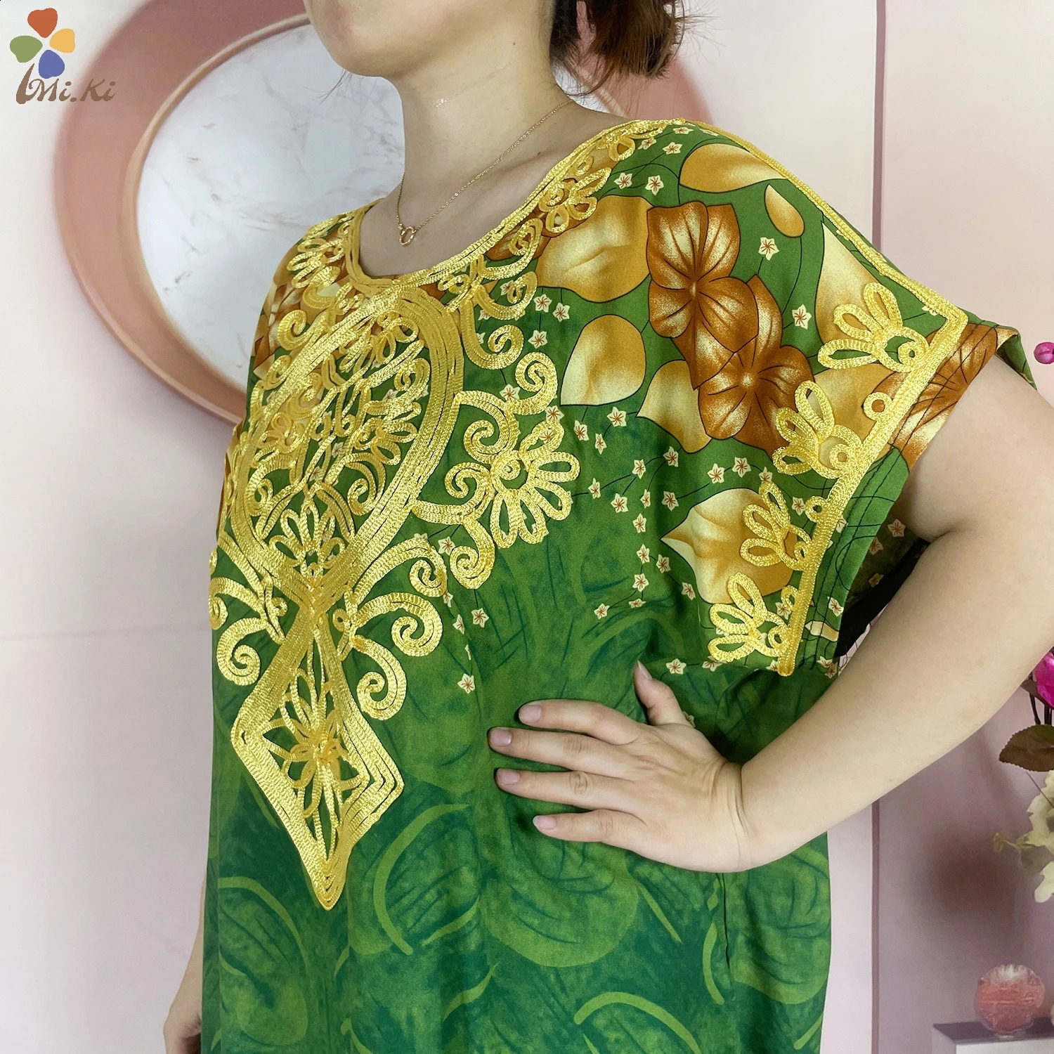 Womens summer clothing selling ed printed loose dress Kaftan African womens Islamic short sleeved 250411