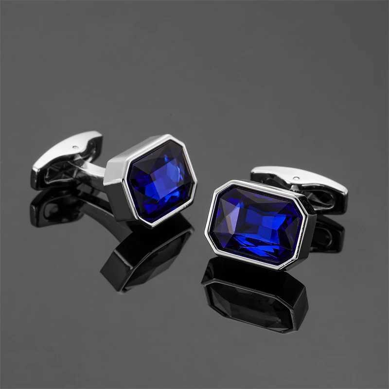 New copper material octagonal orange blue crystal cufflinks mens French shirt cufflinks clothing accessories wholesaleT250412