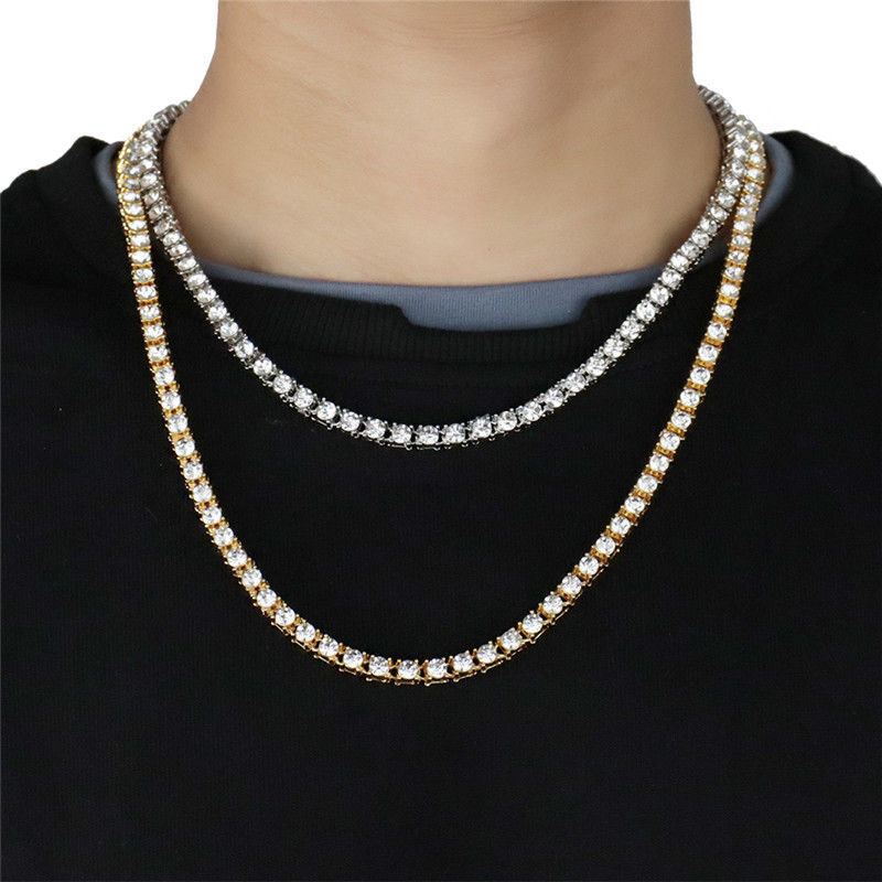 2mm Brass Tennis Chain Mirco Pave Prong Setting with zricon Necklace Hip hop Jewelry Gift BC210