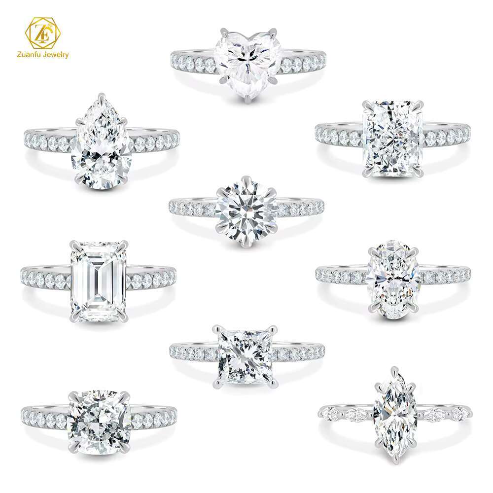Trendy Solitaire Ring Rhodium Plated 1ct Moissanite Ring S925 Wedding Ring for Women