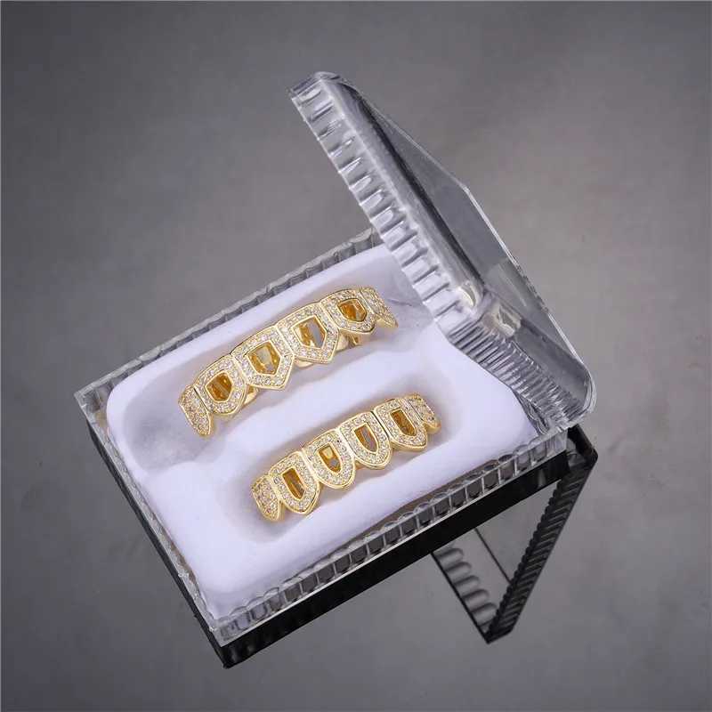 Feel Style Iced Out Teen Grilz Set suitable for neutral cubic zirconia bottom box packaging hip-hop jewelry suitable for mens and womens gifts W250412