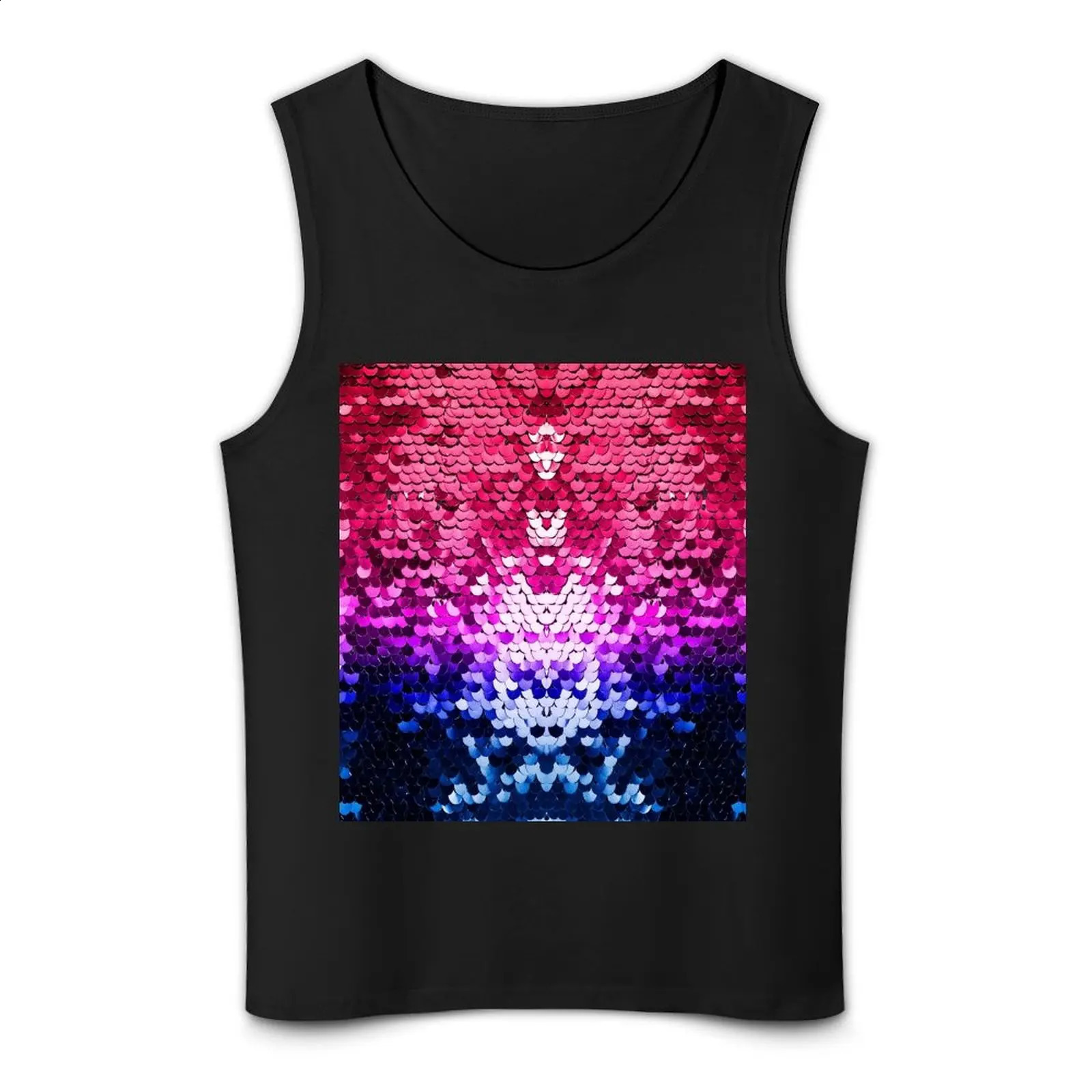 Shiny sequin Tank Top Mens cotton t-shirt for men anime t-shirts Men sleeveless tee 250407