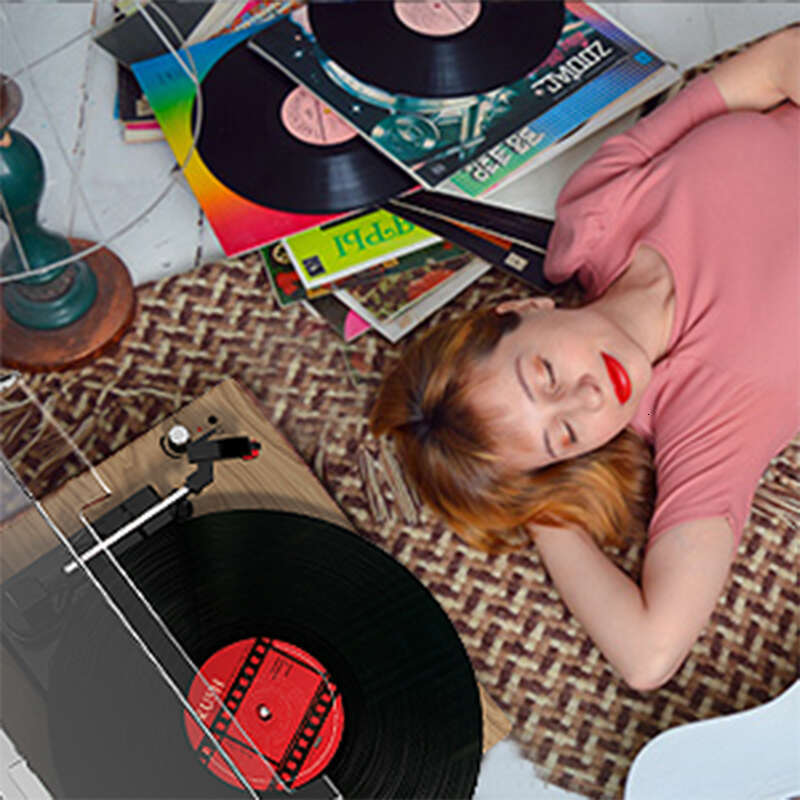 E200 , Turntable, Record Player with 2 Stereo Speakers, Wireless 3-Speed 33/45/78RPM, Support Headphone Jack/USB/AUX-IN/RCA-Out