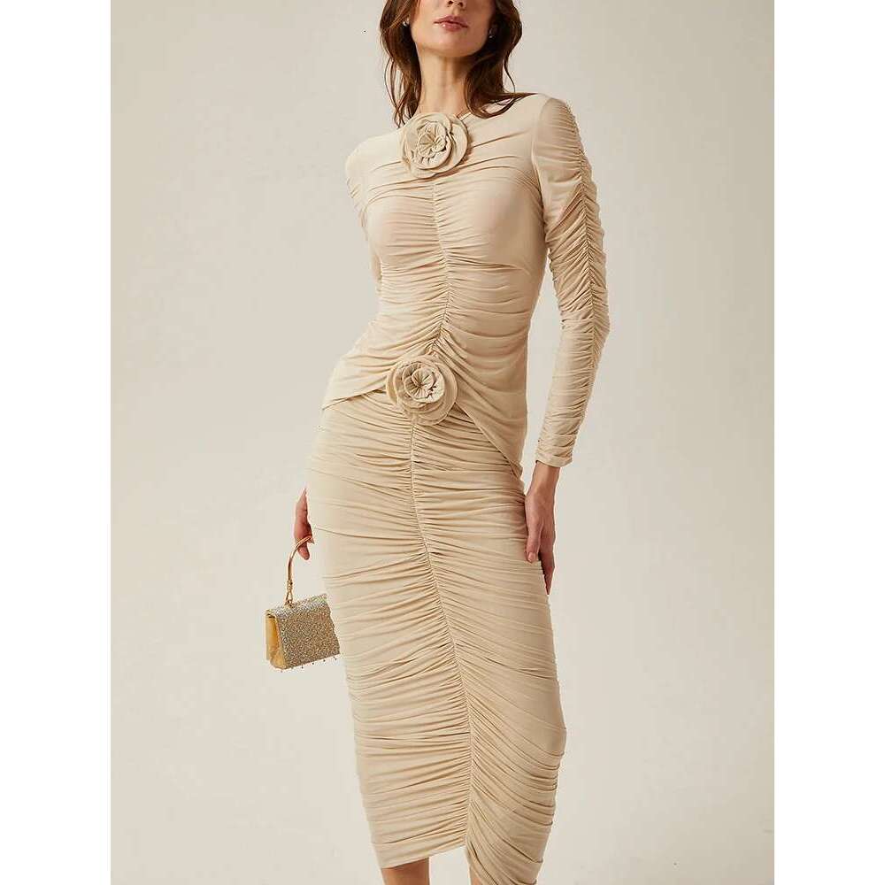 TWOTWINSTYLE Spliced Appliques Two Piece Set For Women Round Collar Long Sleeves Top High Waist Skirt Slimming Sets Female New