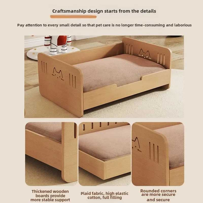 Deluxe wooden pet bed suitable for small dogs and cats easy to clean and detoxify perfect for princess dogs and teddy bears X250412
