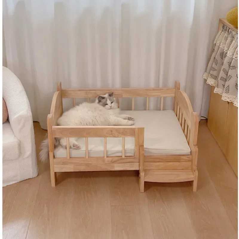 Ins Cat Nest Natural Solid Wood Fence Cat Princess Bed Moisture proof Elevator Sleep Nest Easy Climbing Cat House X250412