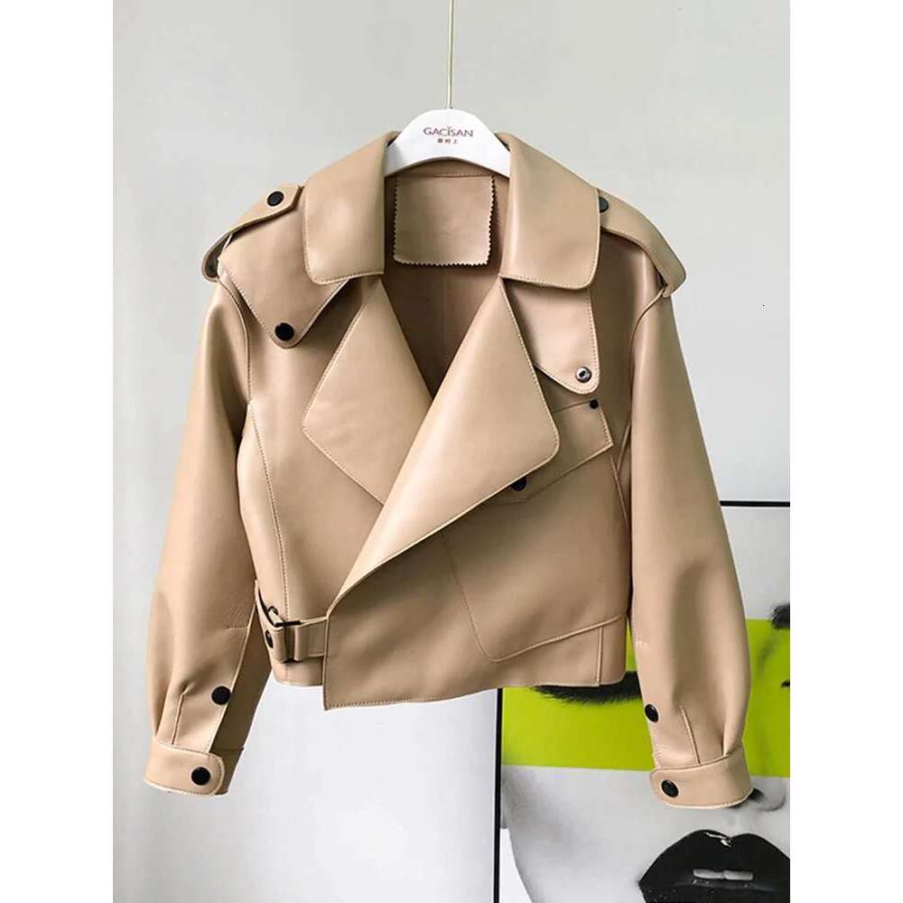 FTLZZ Spring Autumn New Fashion Faux Soft Jacket Women Loose PU Leather Short Coat One Button Locomotive Chic Outwear